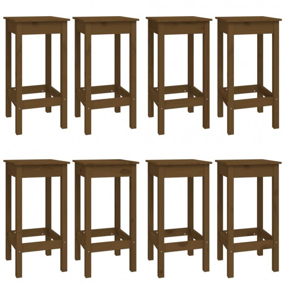 Ensemble de bar 9 pcs Marron miel Bois de pin massif