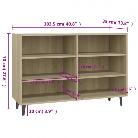 Buffet Chêne sonoma 103,5x35x70 cm Aggloméré