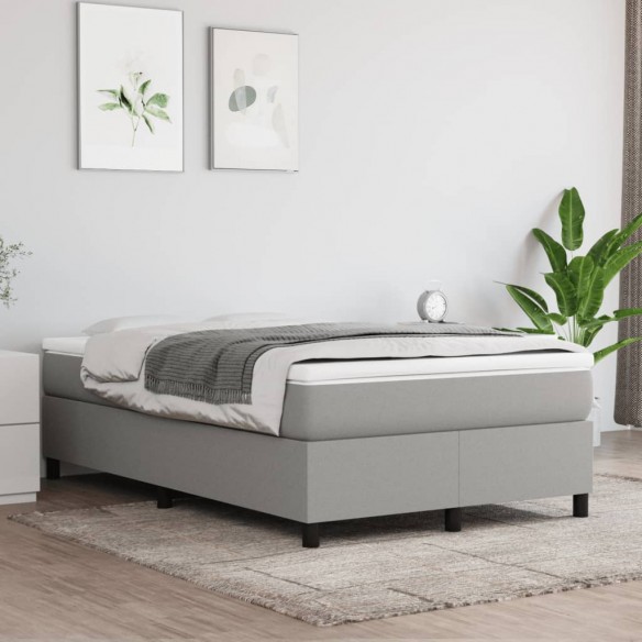 Cadre de lit avec matelas Gris clair 120x200cm Tissu