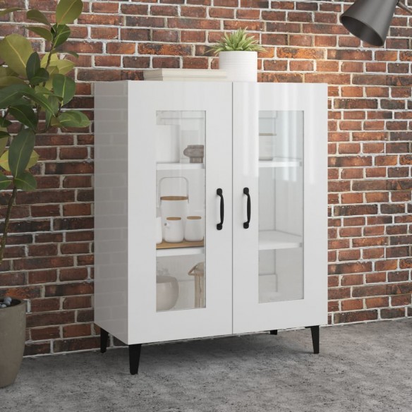 Buffet Blanc brillant 69,5x34x90 cm Bois d'ingénierie