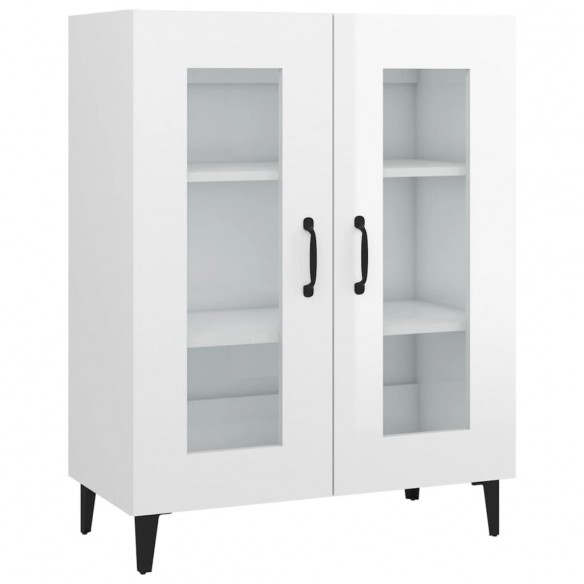 Buffet Blanc brillant 69,5x34x90 cm Bois d'ingénierie