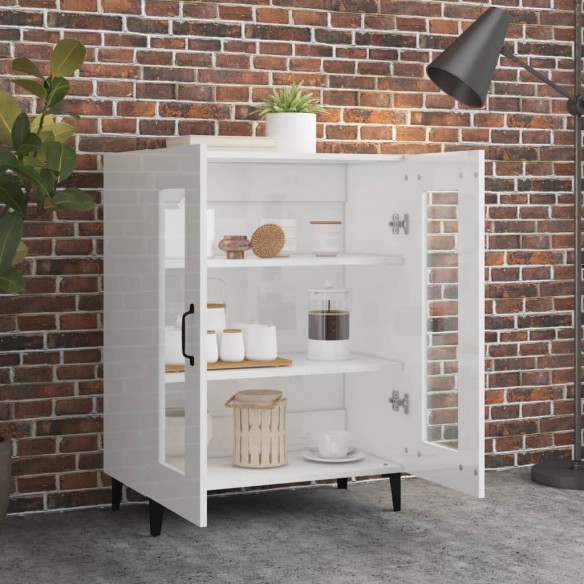 Buffet Blanc brillant 69,5x34x90 cm Bois d'ingénierie