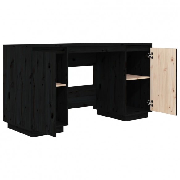 Bureau noir 140x50x75 cm bois massif de pin