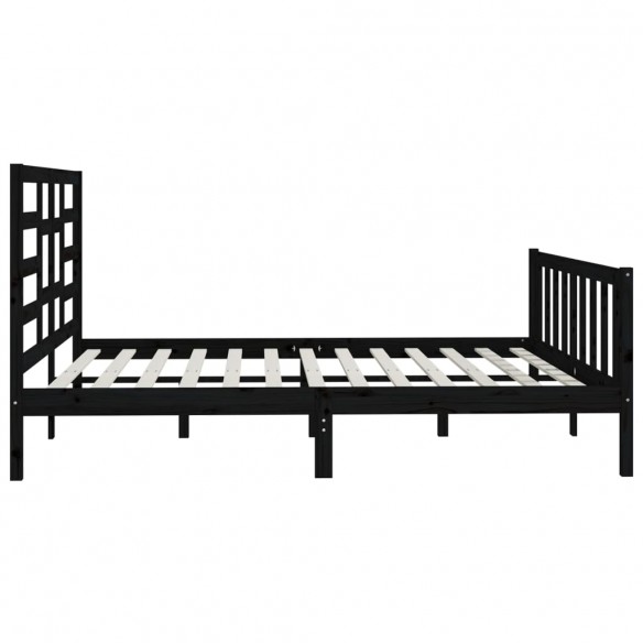 Cadre de lit Noir Bois massif 180x200 cm Super King