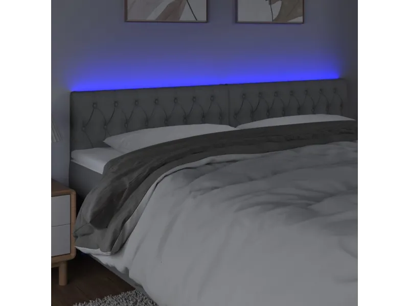 Tête de lit à LED Gris clair 180x7x78/88 cm Tissu