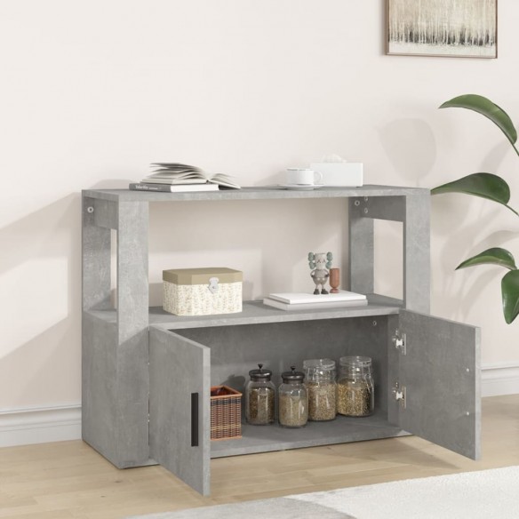 Buffet Gris béton 80x30x60 cm Bois d'ingénierie