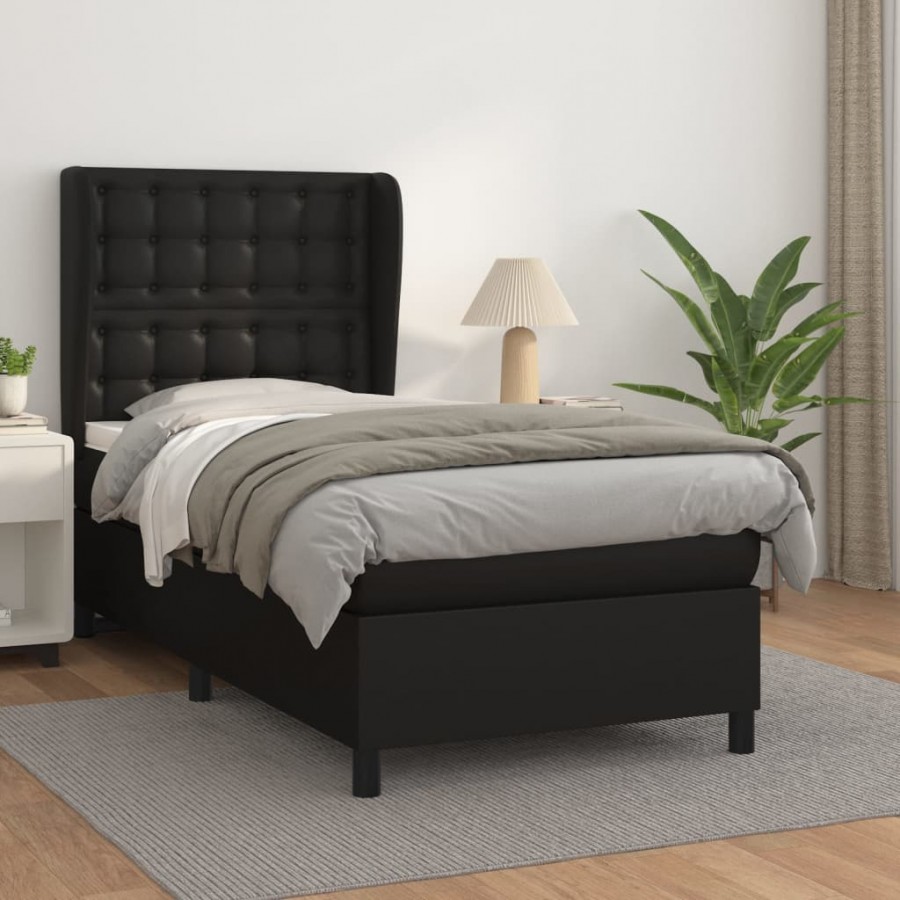 Cadre de lit avec matelas Noir 100x200 cm Similicuir