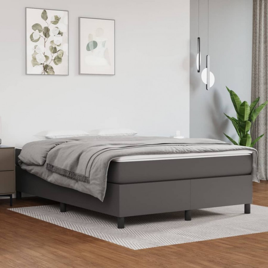 Cadre de lit avec matelas Gris 140x200 cm Similicuir