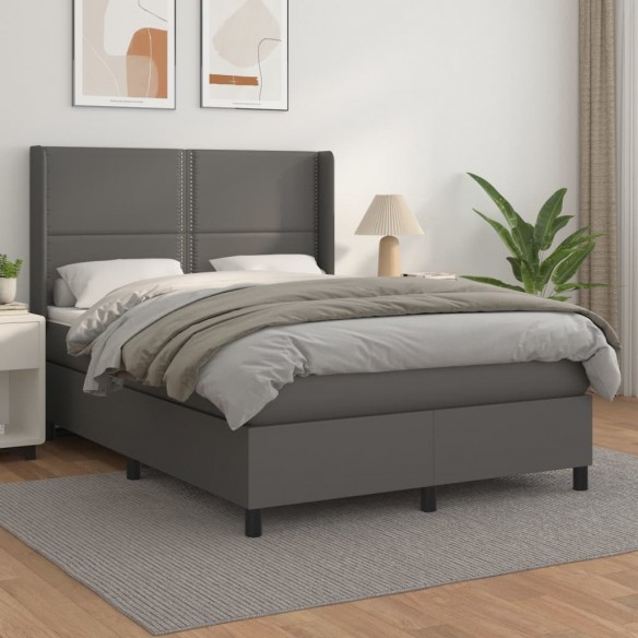 Cadre de lit avec matelas Gris 140x200 cm Similicuir