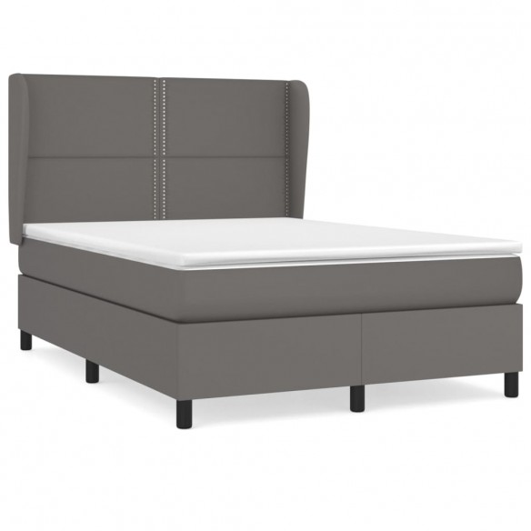 Cadre de lit avec matelas Gris 140x200 cm Similicuir