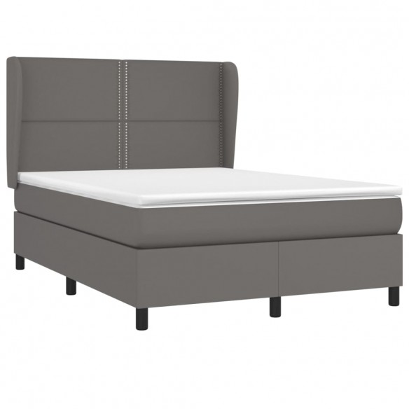 Cadre de lit avec matelas Gris 140x200 cm Similicuir