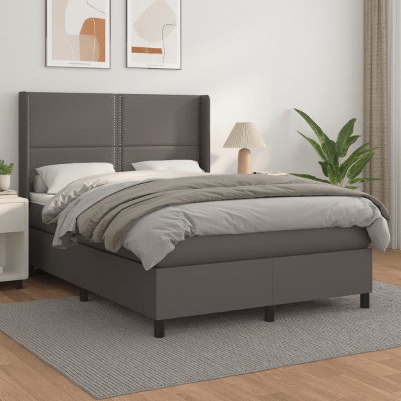 Cadre de lit avec matelas Gris 140x200 cm Similicuir