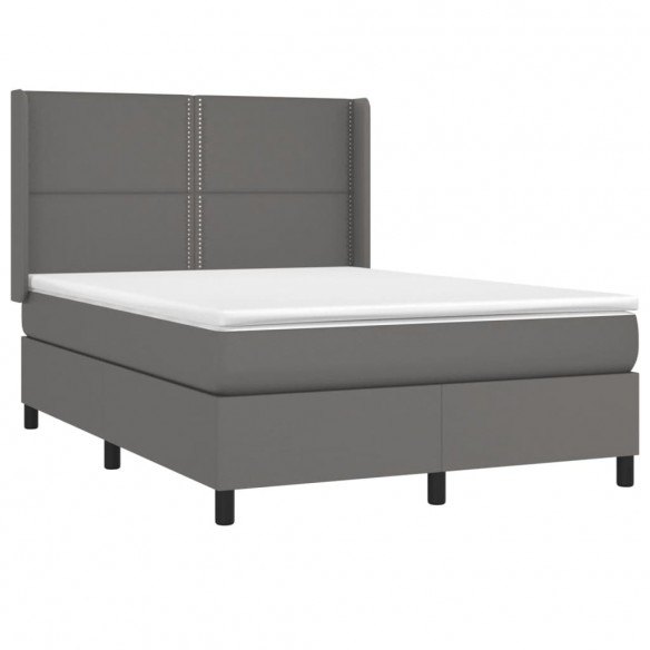 Cadre de lit avec matelas Gris 140x200 cm Similicuir