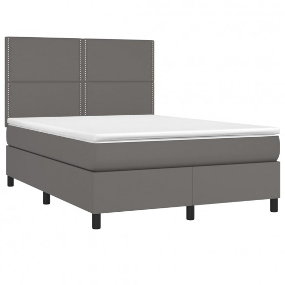 Cadre de lit avec matelas et LED Gris 140x190 cm