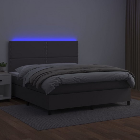 Cadre de lit avec matelas et LED Gris 140x190 cm