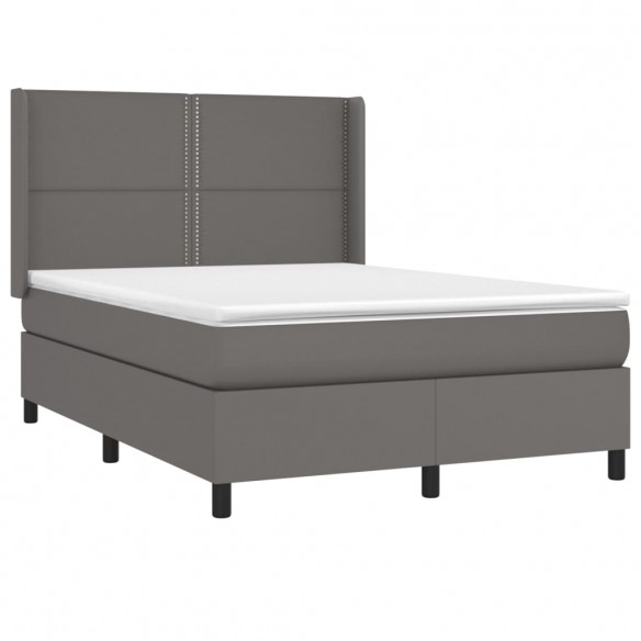 Cadre de lit avec matelas Gris 140x190 cm Similicuir