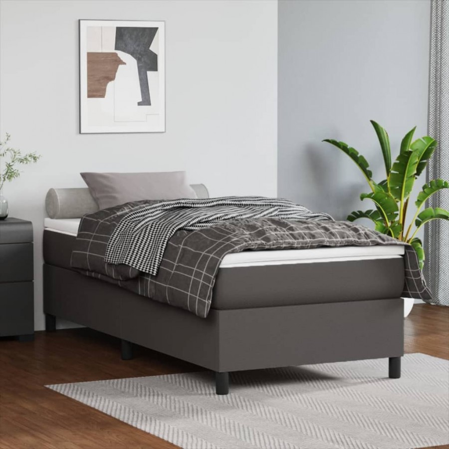 Cadre de lit avec matelas Gris 100x200 cm Similicuir