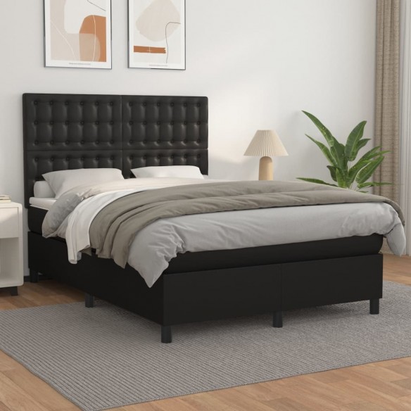 Cadre de lit avec matelas Noir 140x190 cm Similicuir