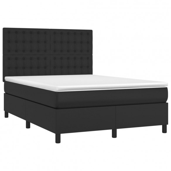 Cadre de lit avec matelas Noir 140x190 cm Similicuir