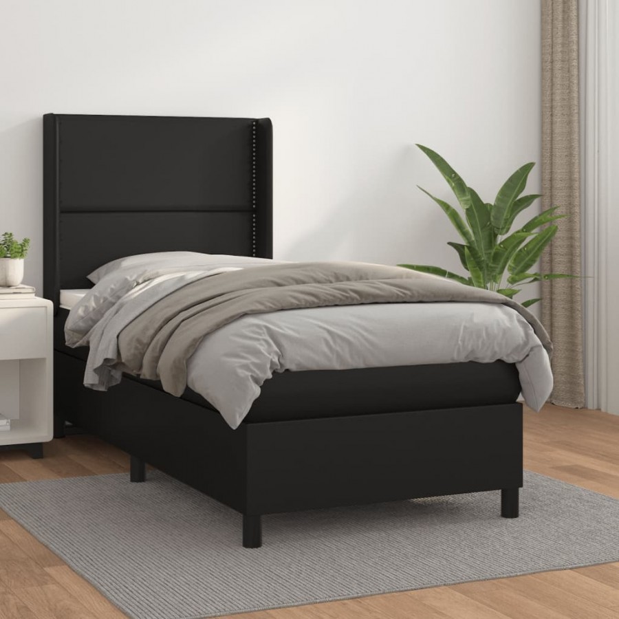 Cadre de lit avec matelas Noir 90x190 cm Similicuir