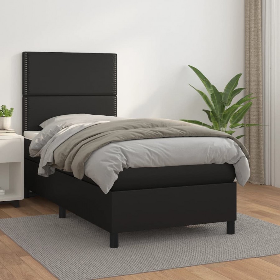 Cadre de lit avec matelas Noir 90x190 cm Similicuir