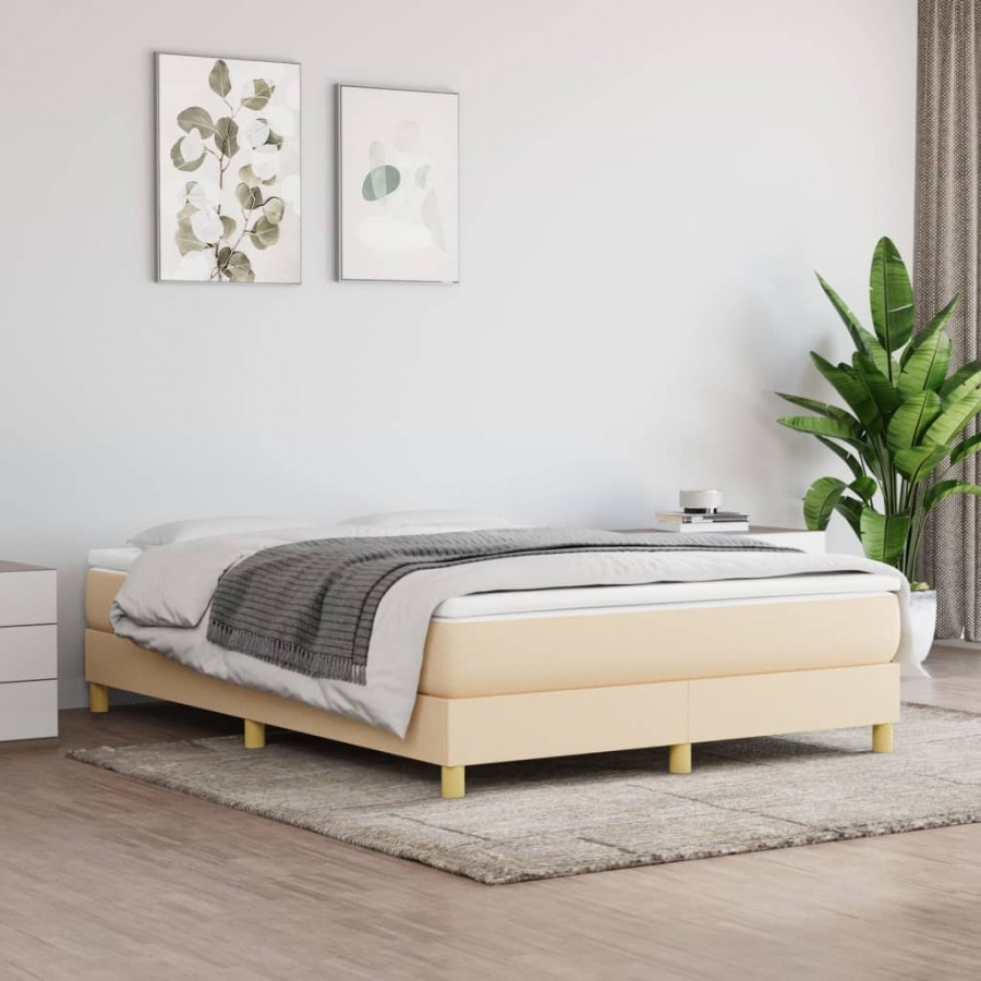 Cadre de lit avec matelas Crème 140x200 cm Tissu