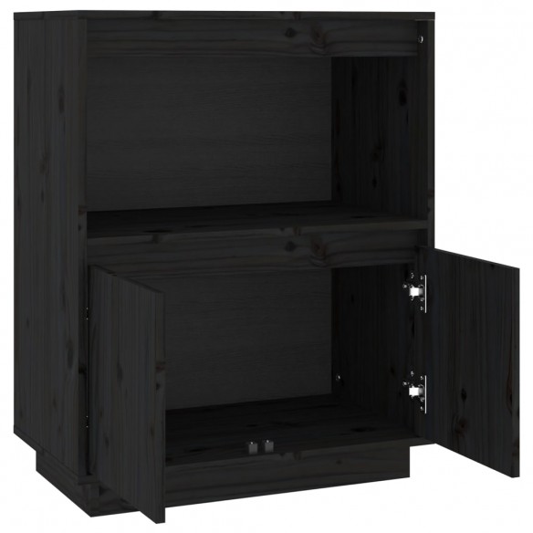 Buffet Noir 60x34x75 cm Bois massif de pin