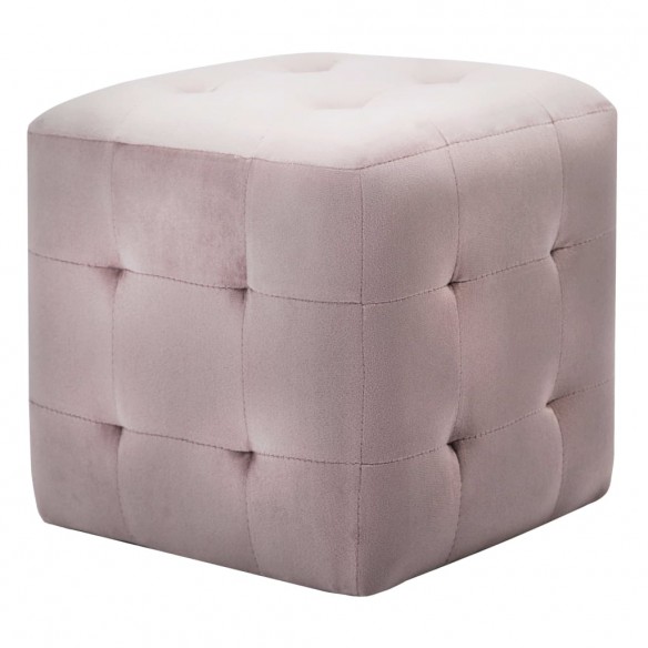 2 pcs Poufs Rose 30 x 30 x 30 cm Tissu velours