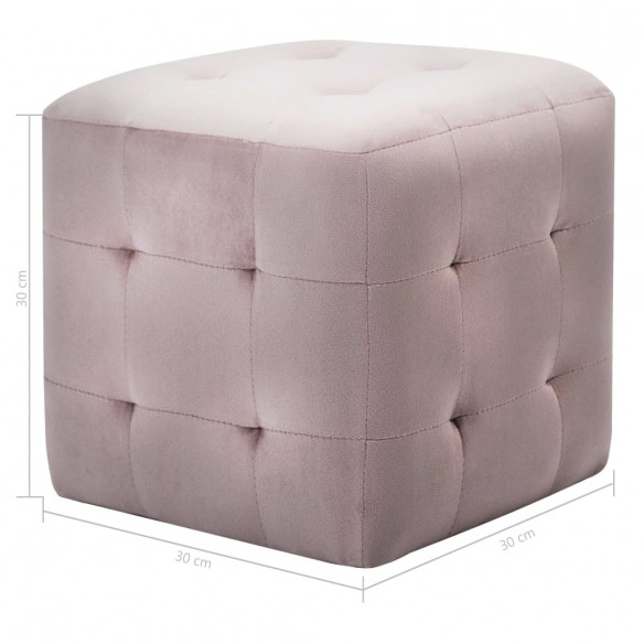 2 pcs Poufs Rose 30 x 30 x 30 cm Tissu velours