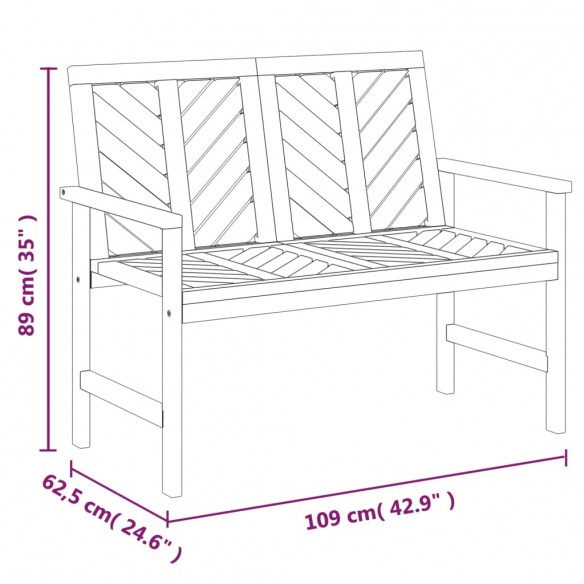 Ensemble de salon de jardin 2 pcs bois d'acacia solide