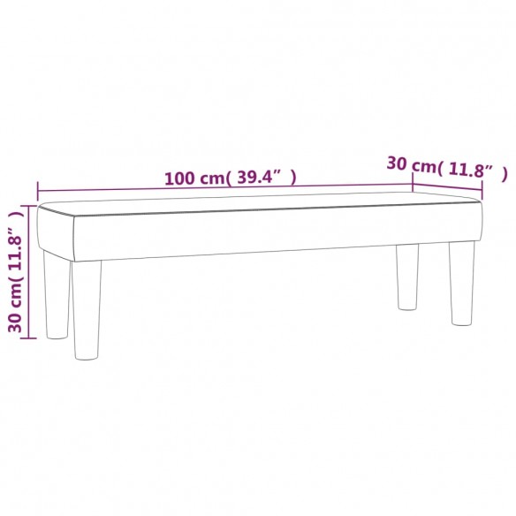 Banc Gris clair 100x30x30 cm Velours