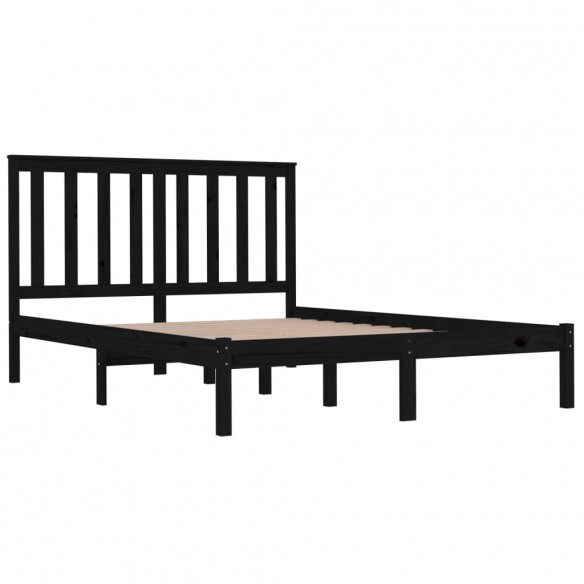 Cadre de lit Noir Bois de pin massif 120x190 cm Petit Double