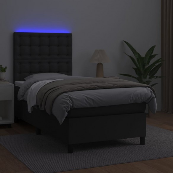 Cadre de lit avec matelas et LED Noir 100x200 cm