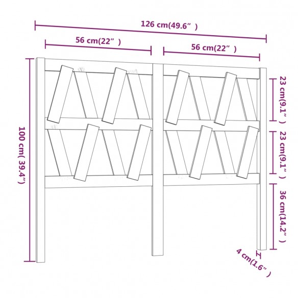 Tête de lit Blanc 126x4x100 cm Bois massif de pin