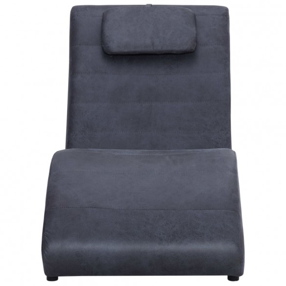 Chaise longue avec oreiller Gris Similicuir daim