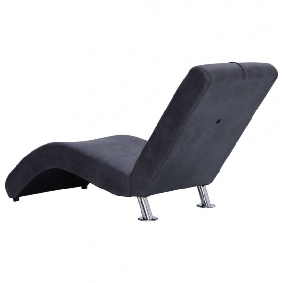 Chaise longue avec oreiller Gris Similicuir daim