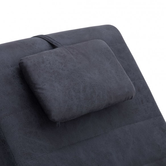 Chaise longue avec oreiller Gris Similicuir daim