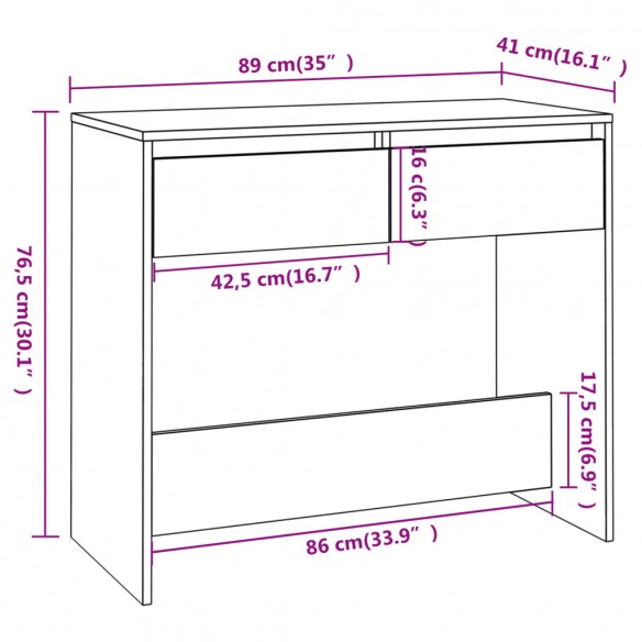 Table console Sonoma gris 89x41x76,5 cm Acier