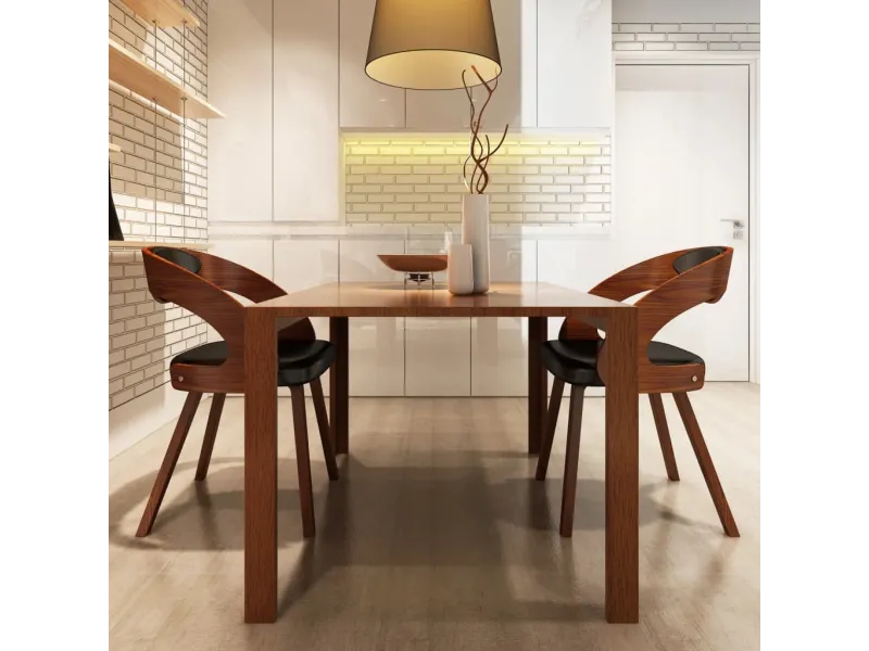 Chaises à manger lot de 2 marron similicuir