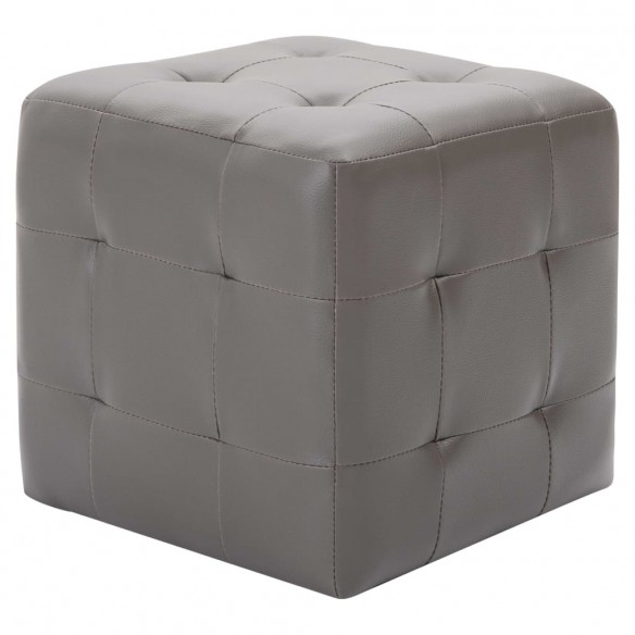 2 pcs Poufs Gris 30 x 30 x 30 cm Similicuir