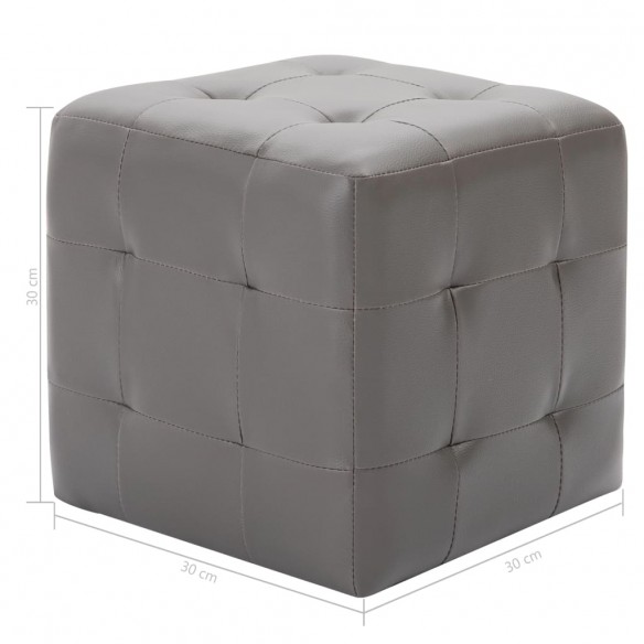 2 pcs Poufs Gris 30 x 30 x 30 cm Similicuir