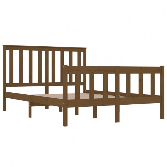 Cadre de lit Marron miel Bois pin massif 120x190cm Petit Double