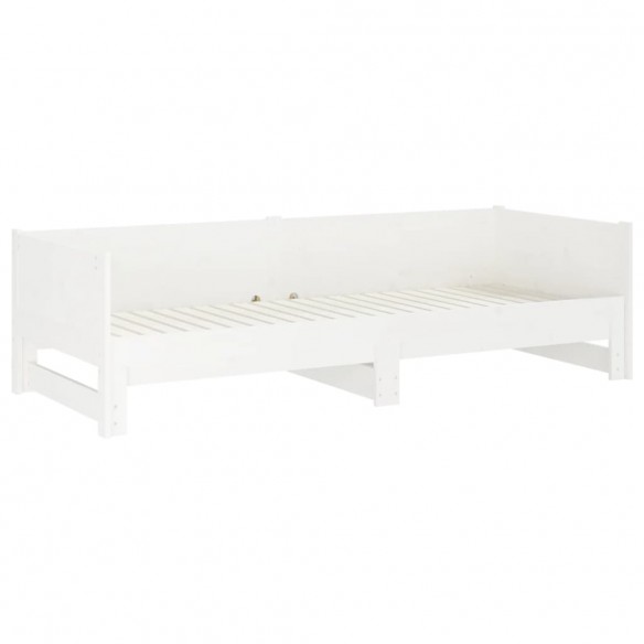 Lit coulissant Blanc Bois de pin solide 2x(90x190) cm