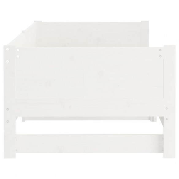 Lit coulissant Blanc Bois de pin solide 2x(90x190) cm