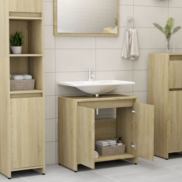 Armoire de salle de bain Chêne sonoma 60x33x61 cm Aggloméré