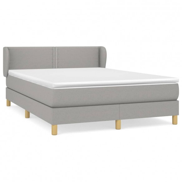 Cadre de lit avec matelas Gris clair 140x200cm Tissu