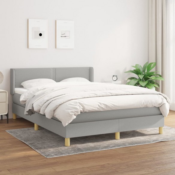 Cadre de lit avec matelas Gris clair 140x200cm Tissu