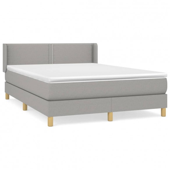 Cadre de lit avec matelas Gris clair 140x200cm Tissu