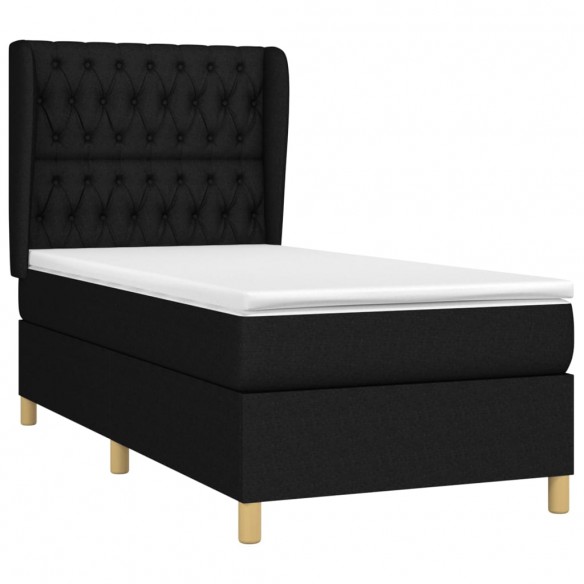 Cadre de lit avec matelas Noir 100x200 cm Tissu