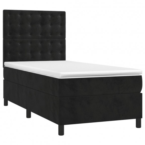 Cadre de lit avec matelas Noir 100x200 cm Velours